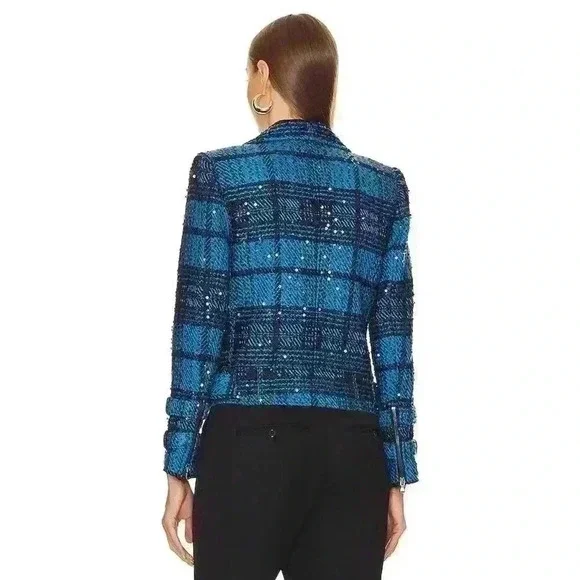 L’Agence Billie Jacket in Cobalt Multi Tweed Sz XS/T New Without Tags - Picture 2 of 7